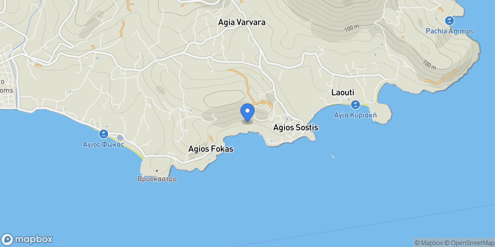 Map showing Tinos, Aegean, Greece.