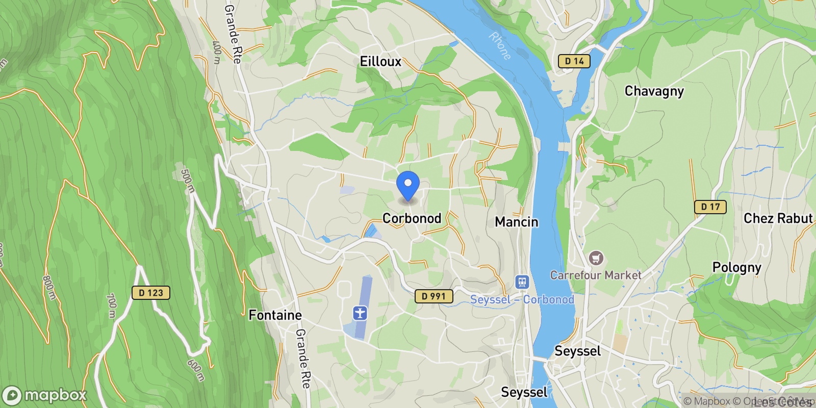 Map showing Corbonod, Corbonod, Corbonod, Auvergne-Rhône-Alpes, France.
