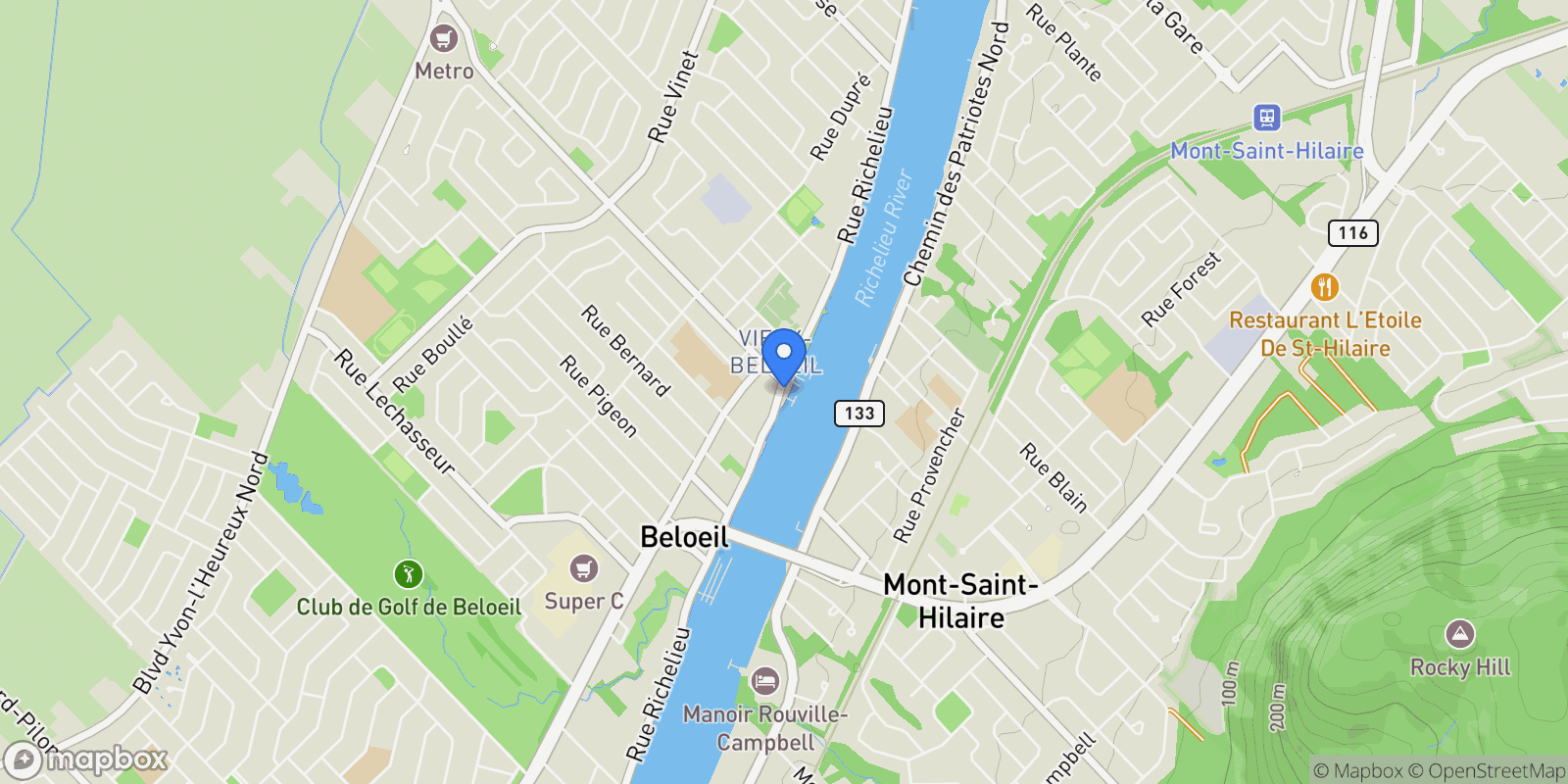 Map showing 943 rue Richelieu, Beloeil, Quebec, Canada.