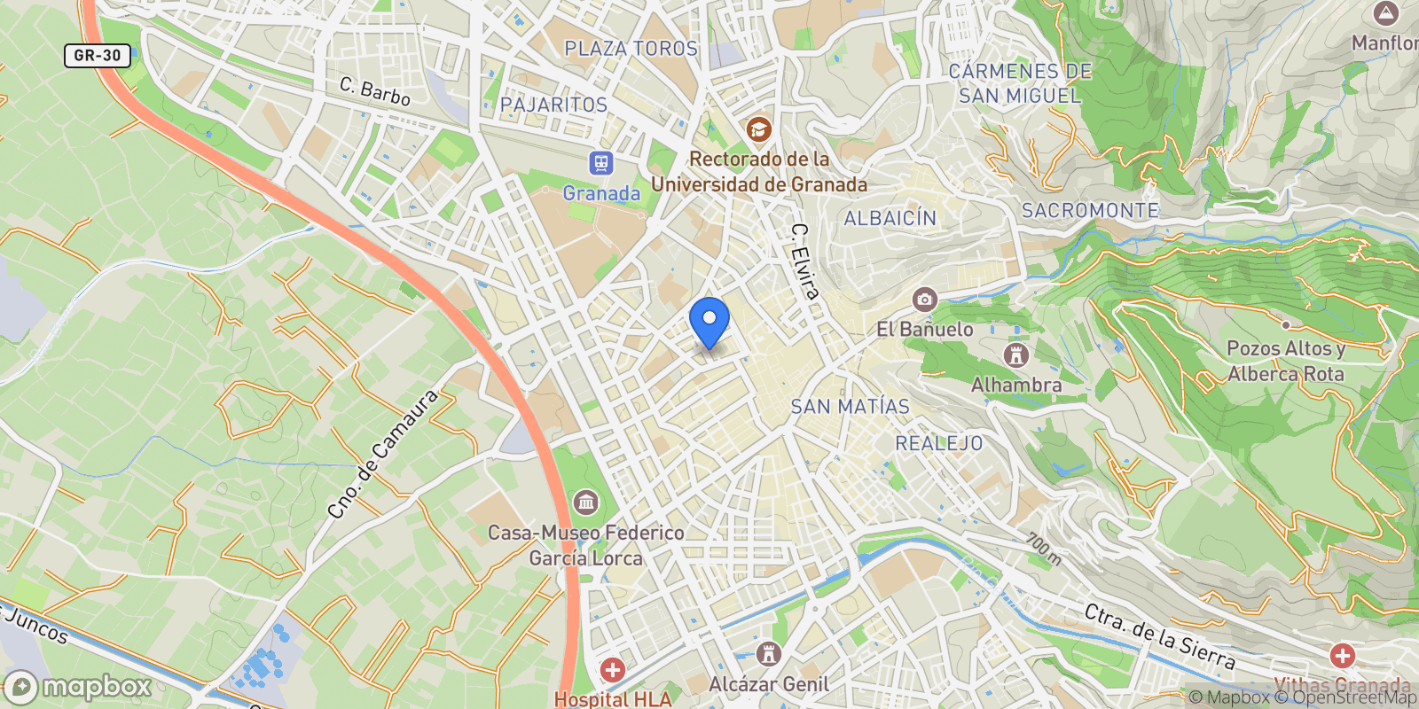 Map showing Centro, Granada, GRANADA, Granada, Centro, Granada, Spain.