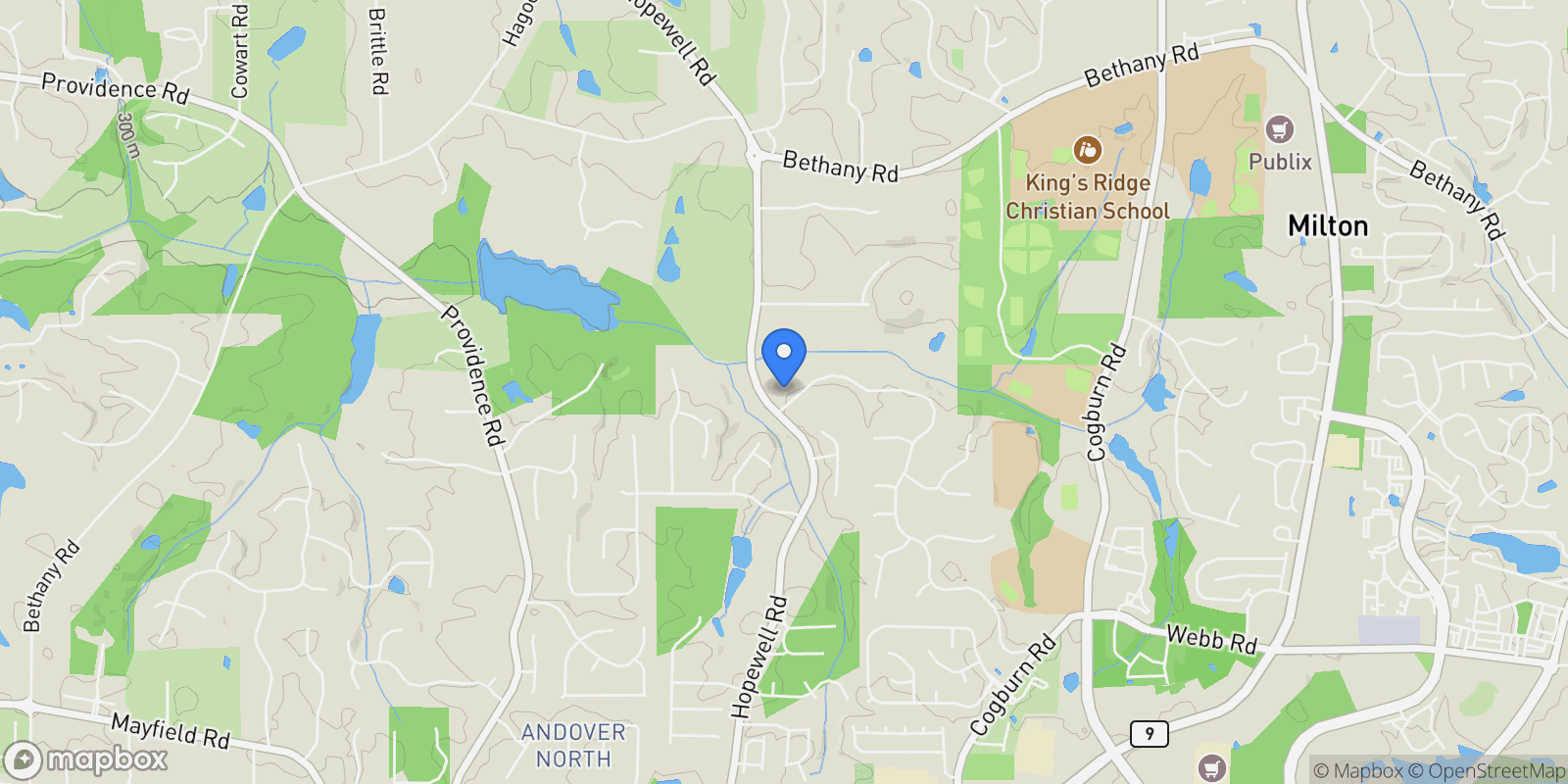 Map showing 13365 Hopewell Road, Milton, Georgia, United States.