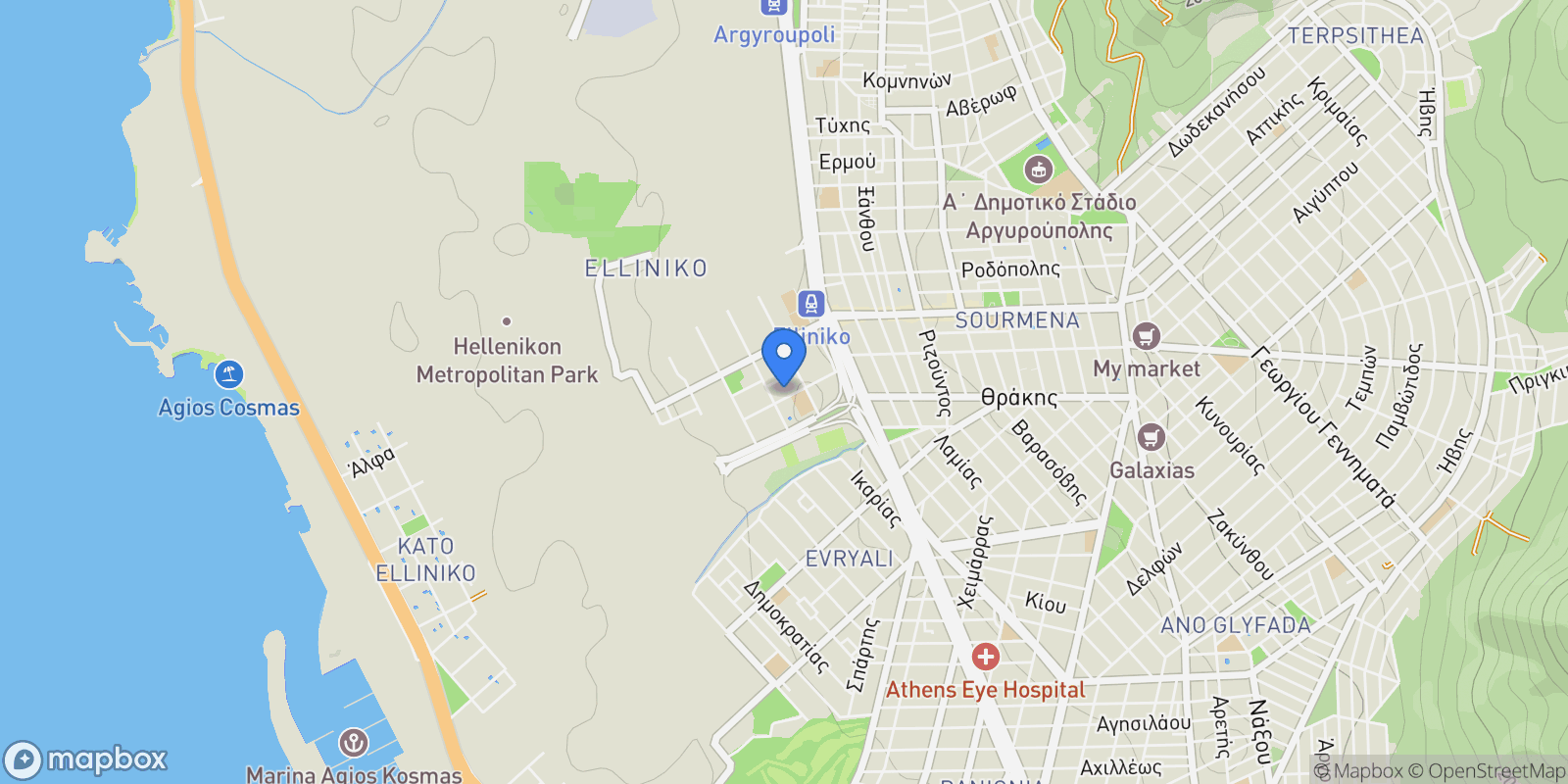 Map showing Elliniko, Attica, Greece.