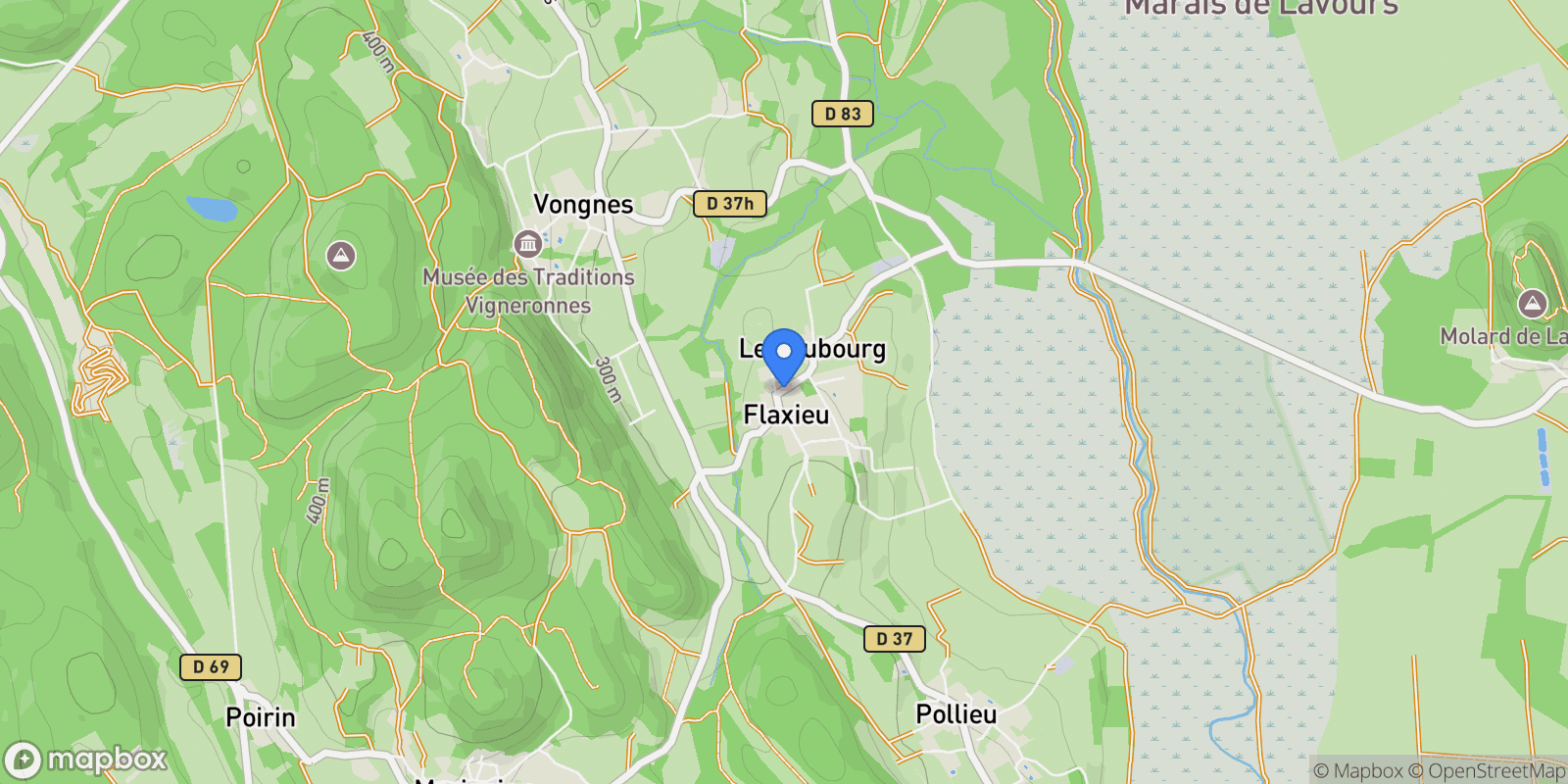 Map showing Flaxieu, Flaxieu, Flaxieu, Auvergne-Rhône-Alpes, France.