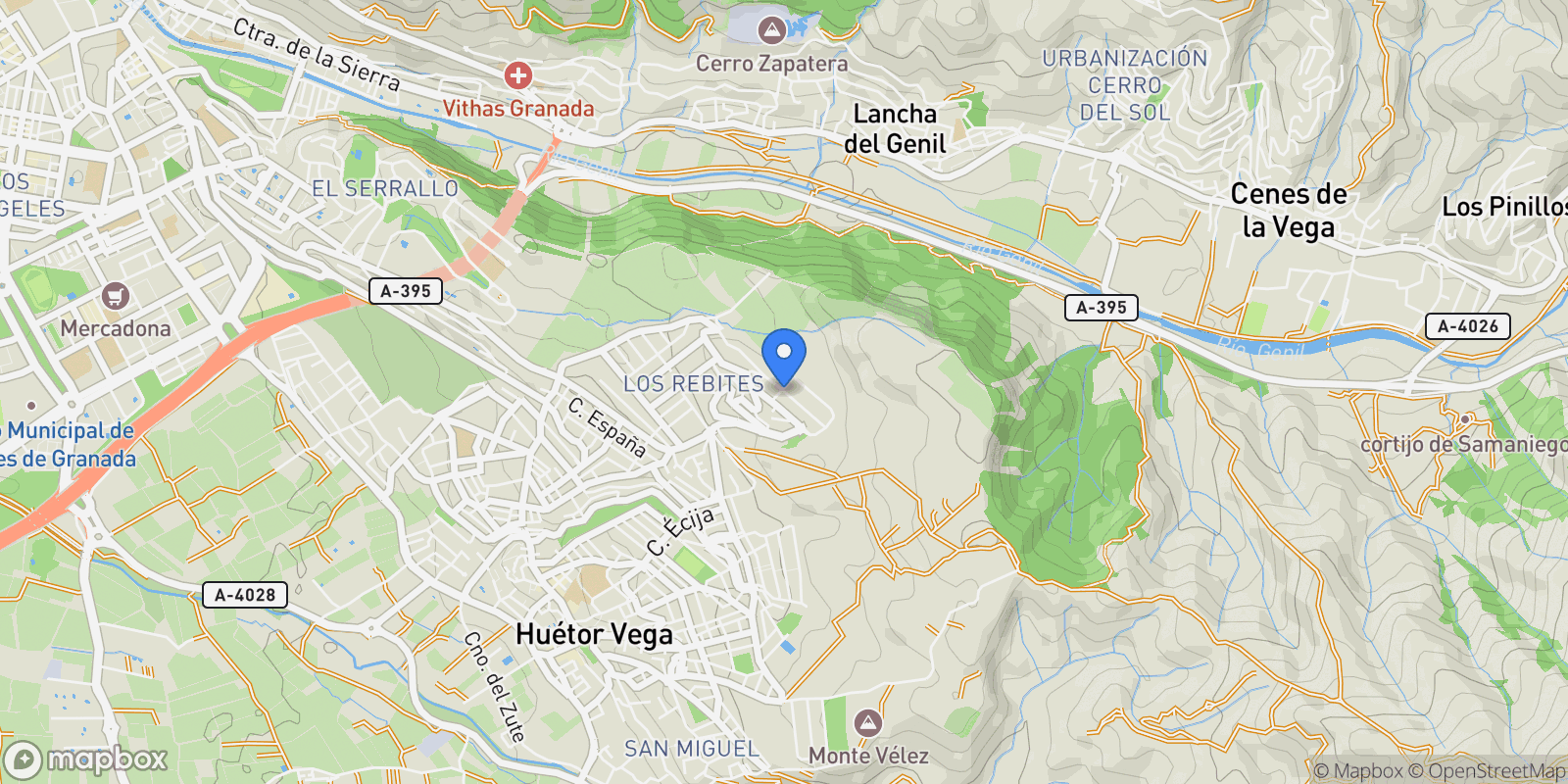 Map showing Los rebites, Huetor Vega, GRANADA, Huetor Vega, Huetor Vega, Andalusia, Spain.