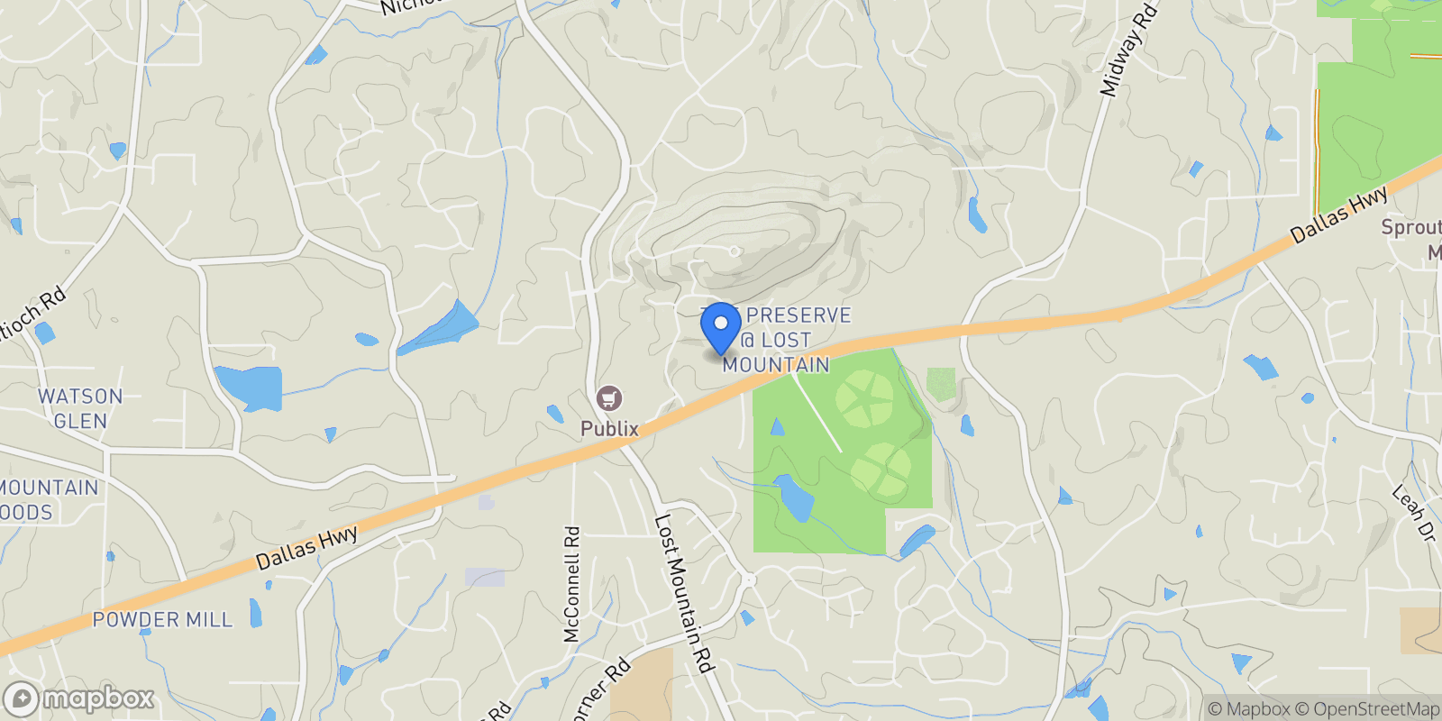 Map showing Powder Springs, Georgia, United States.