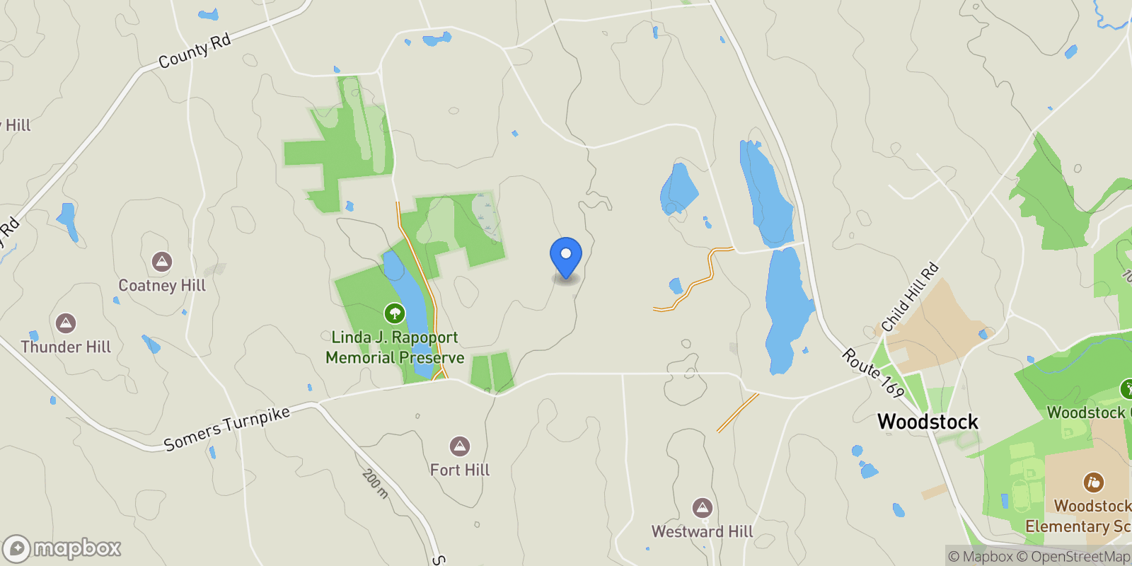 Map showing 175 Pulpit Rock Road, Woodstock, Connecticut, United States.