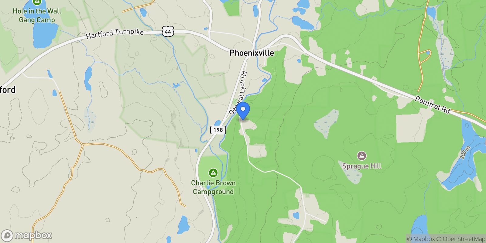 Map showing 16 Pilfershire Road, Eastford, Connecticut, United States.
