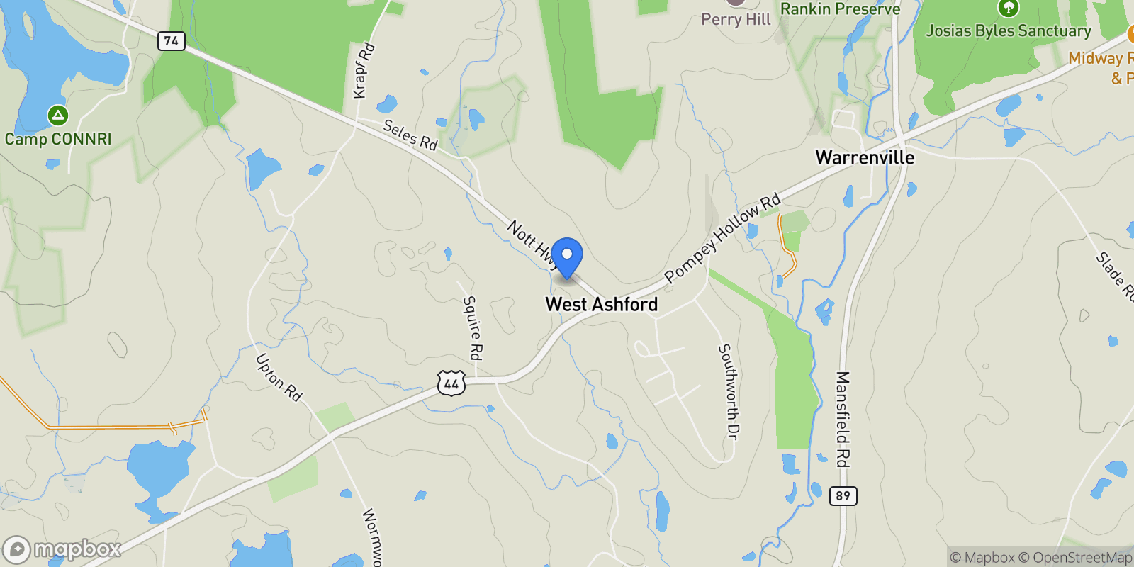 Map showing 39 Nott Highway, Ashford, Connecticut, United States.