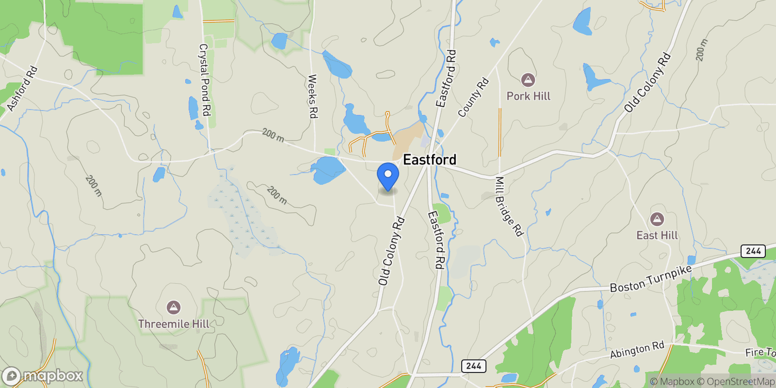 Map showing 89 John Perry Road, Eastford, Connecticut, United States.