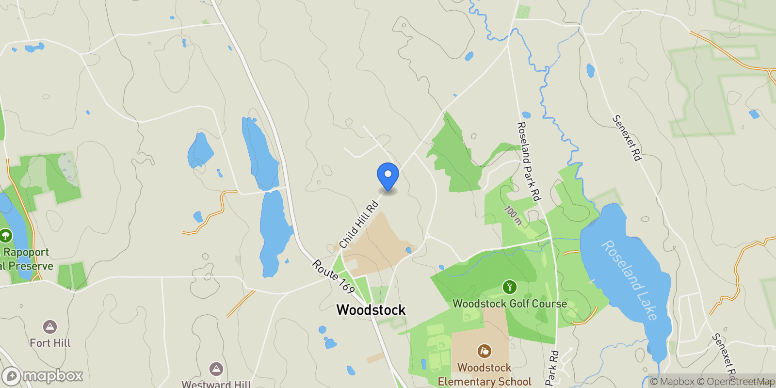 Map showing 101 Child Hill Road, Woodstock, Connecticut, United States.