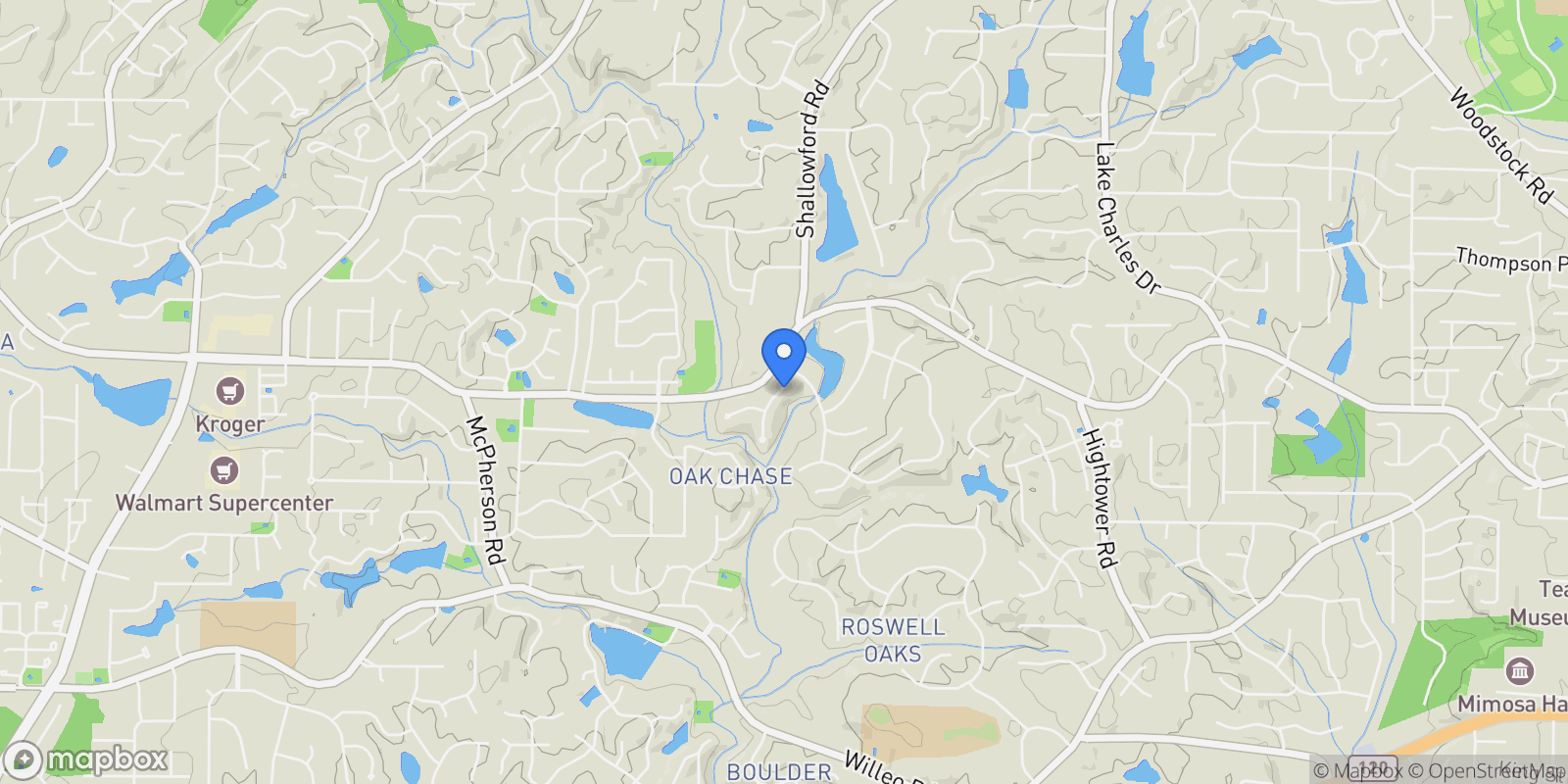 Map showing 210 Tynebrae Place, Roswell, Georgia, United States.