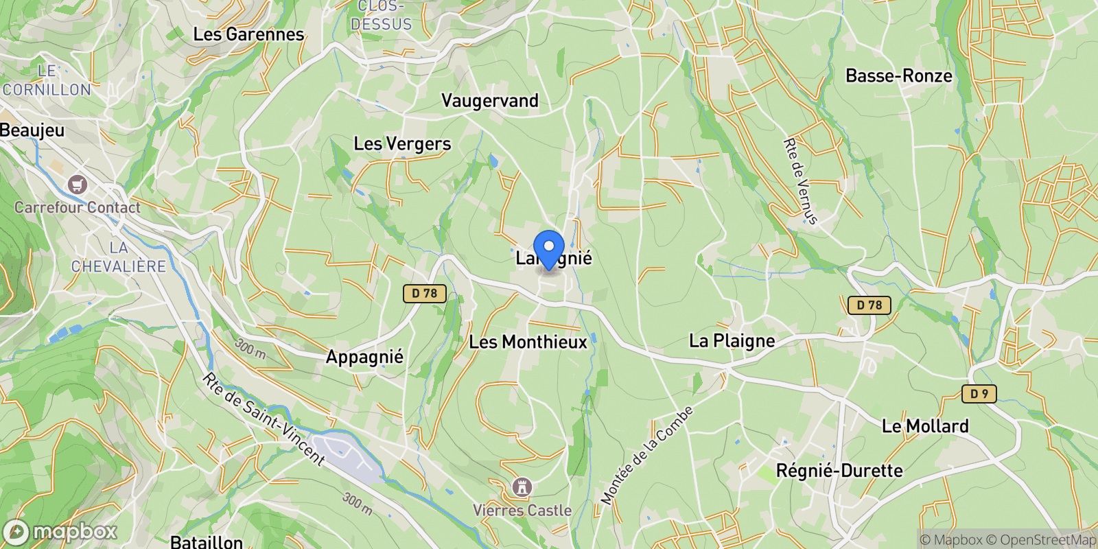 Map showing Lantignié, Lantignié, Lantignié, Auvergne-Rhône-Alpes, France.