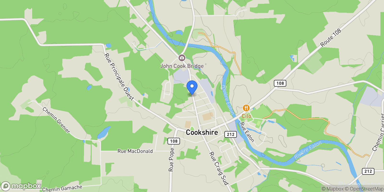 Map showing 360 rue Craig N., Cookshire-Eaton, Quebec, Canada.