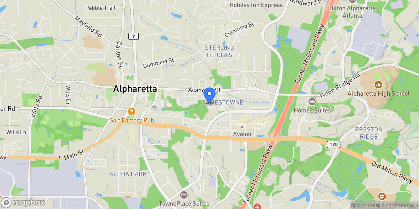 Map showing 11715 Dancliff Trace, Alpharetta, Georgia, United States.