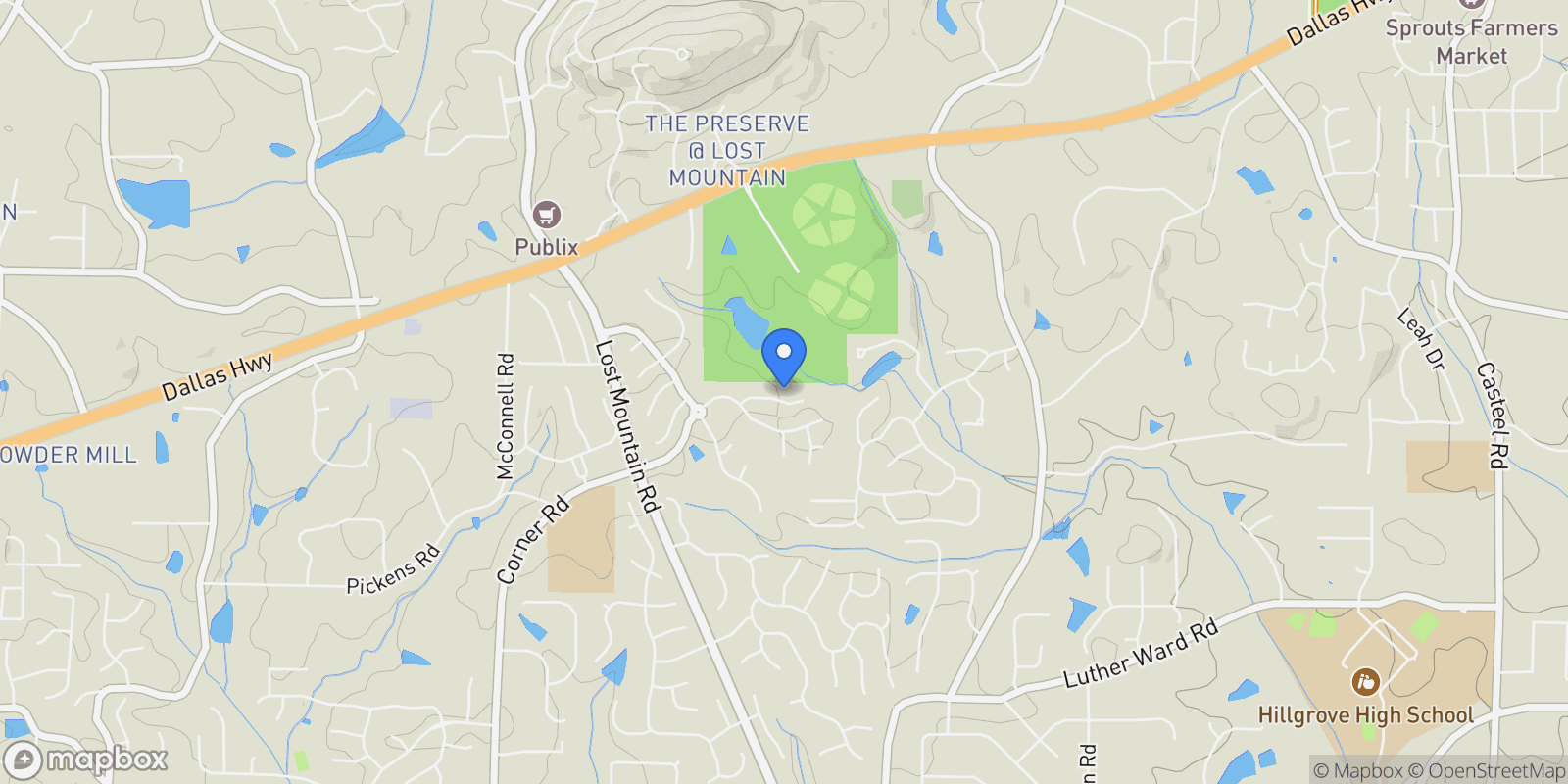 Map showing Powder Springs, Georgia, United States.