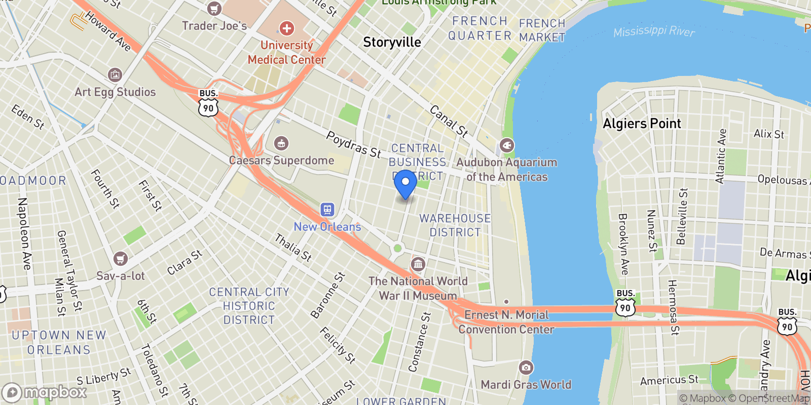 Map showing 731 ST CHARLES Avenue 304, New Orleans, Louisiana, United States.