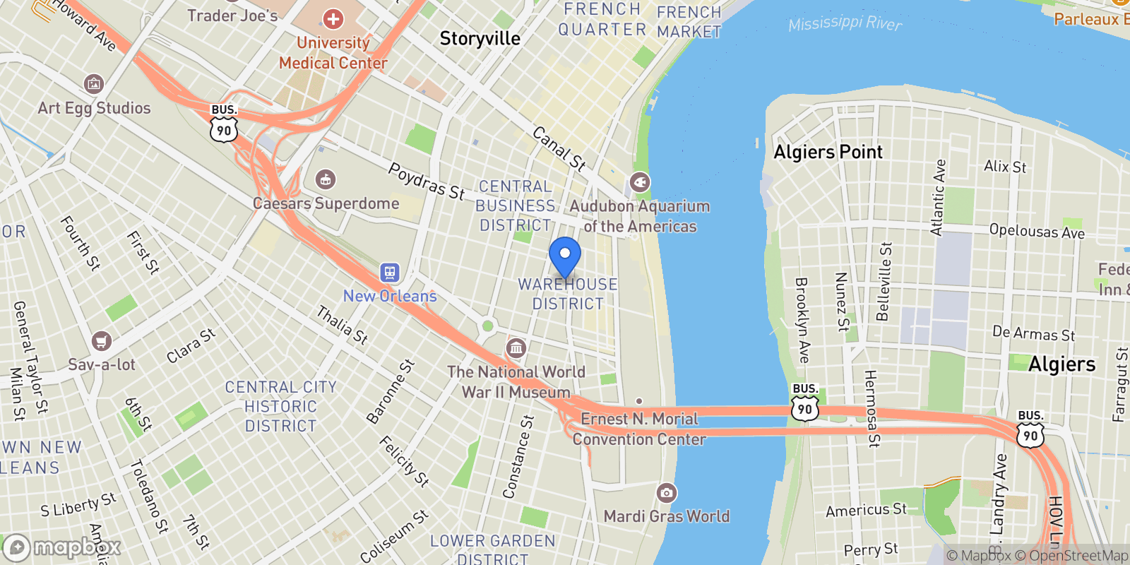 Map showing 422 NOTRE DAME Street 1, New Orleans, Louisiana, United States.