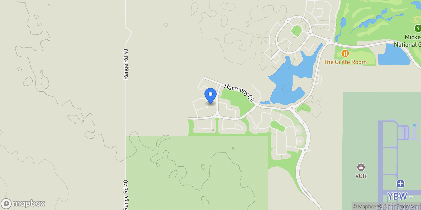 Map showing 105 Chokecherry Ridge, Harmony, Alberta, Canada.