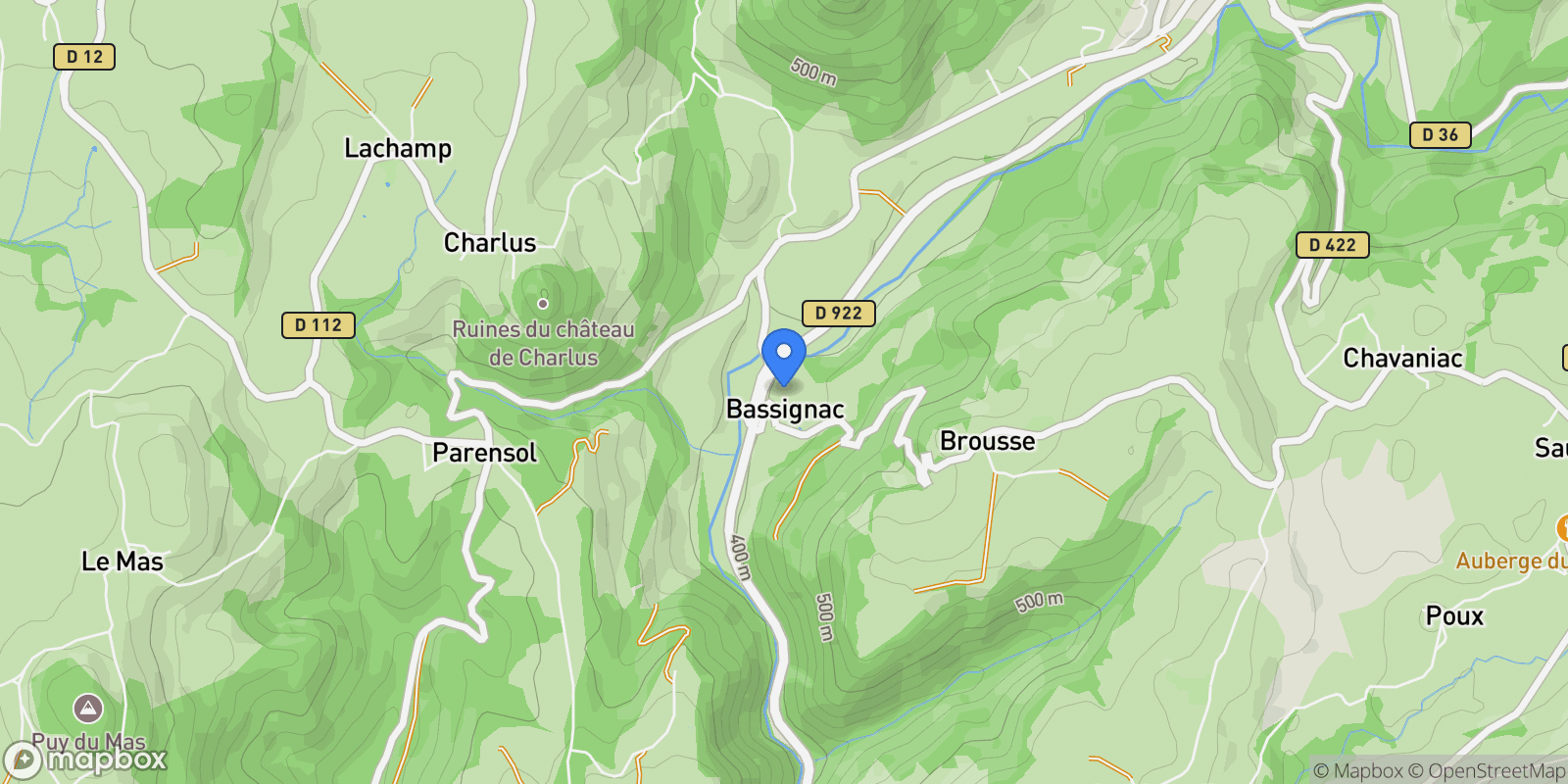 Map showing Bassignac, Bassignac, Bassignac, Auvergne-Rhône-Alpes, France.