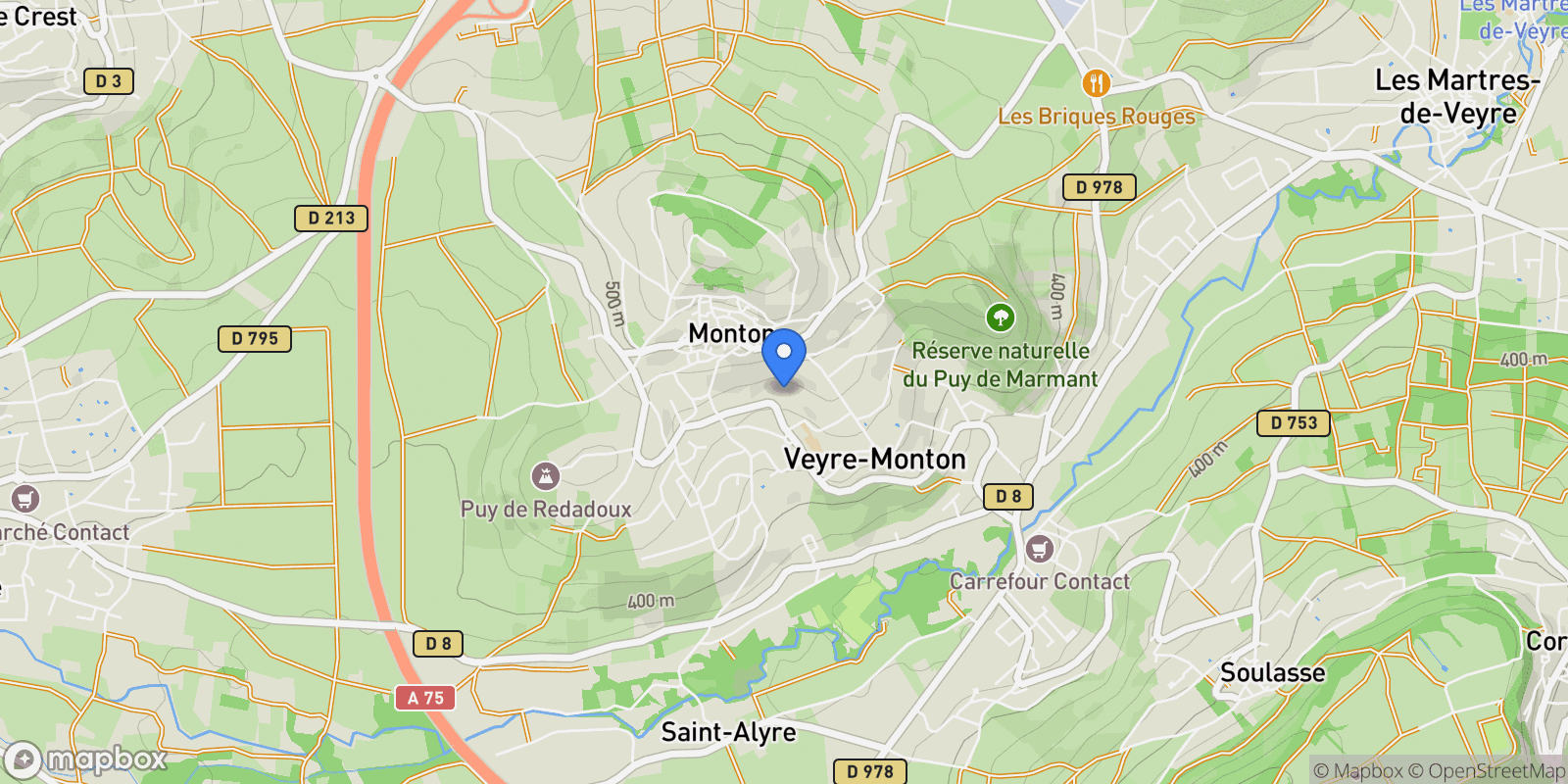 Map showing Veyre-Monton, Veyre-Monton, Veyre-Monton, Auvergne-Rhône-Alpes, France.