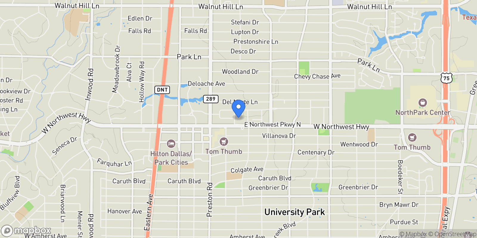 Map showing 6211 W Northwest Highway 601, Dallas, Texas, United States.