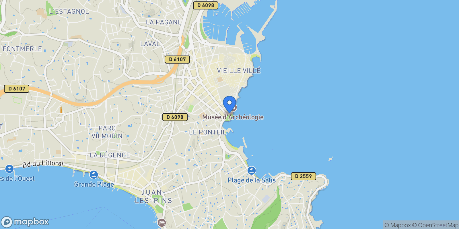 Map showing Antibes, Provence-Alpes-Côte d'Azur, France.