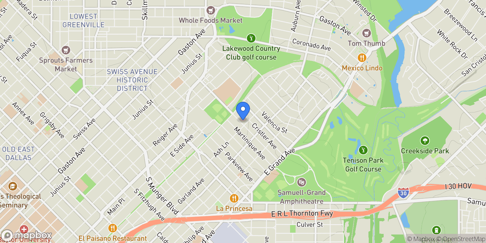 Map showing 514 S Glasgow Drive, Dallas, Texas, United States.