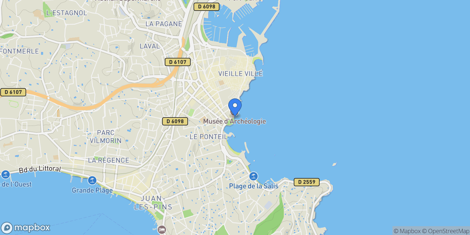 Map showing Antibes, Provence-Alpes-Côte d'Azur, France.