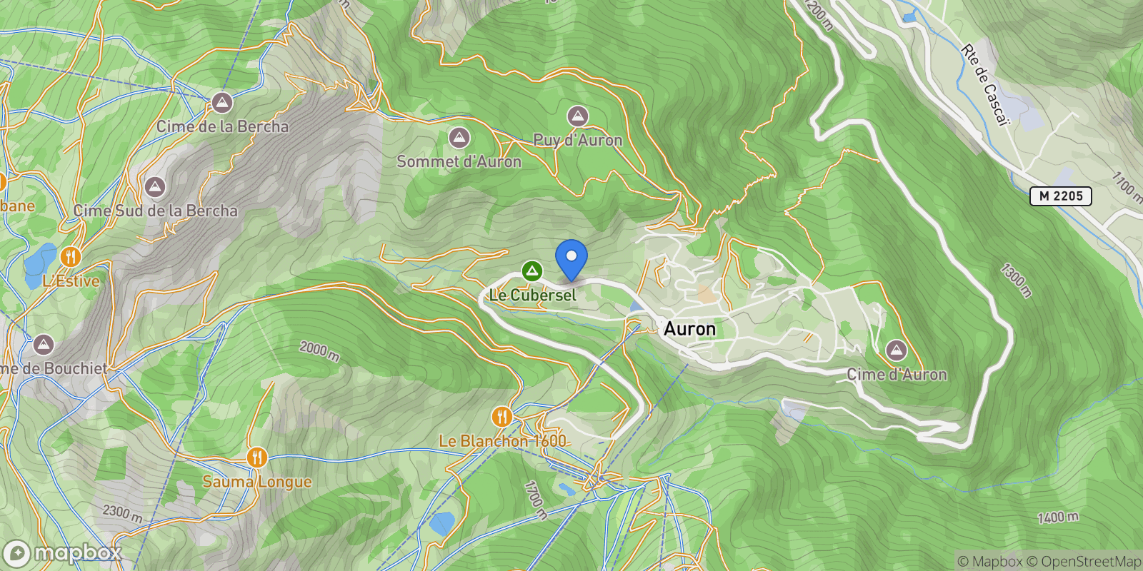 Map showing Saint-Étienne-de-Tinée, Provence-Alpes-Côte d'Azur, France.