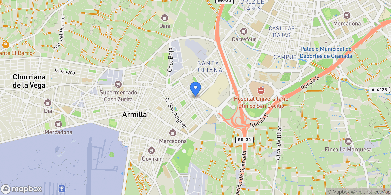 Map showing Nevada, Armilla, GRANADA, Armilla, Armilla, Andalusia, Spain.