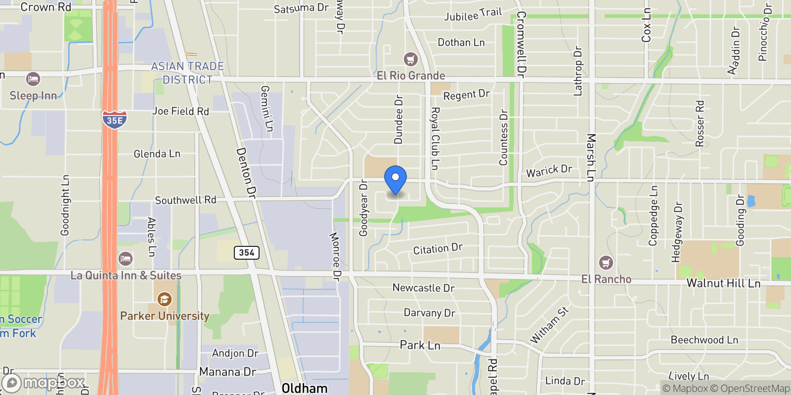 Map showing 10355 Carry Back Circle, Dallas, Texas, United States.