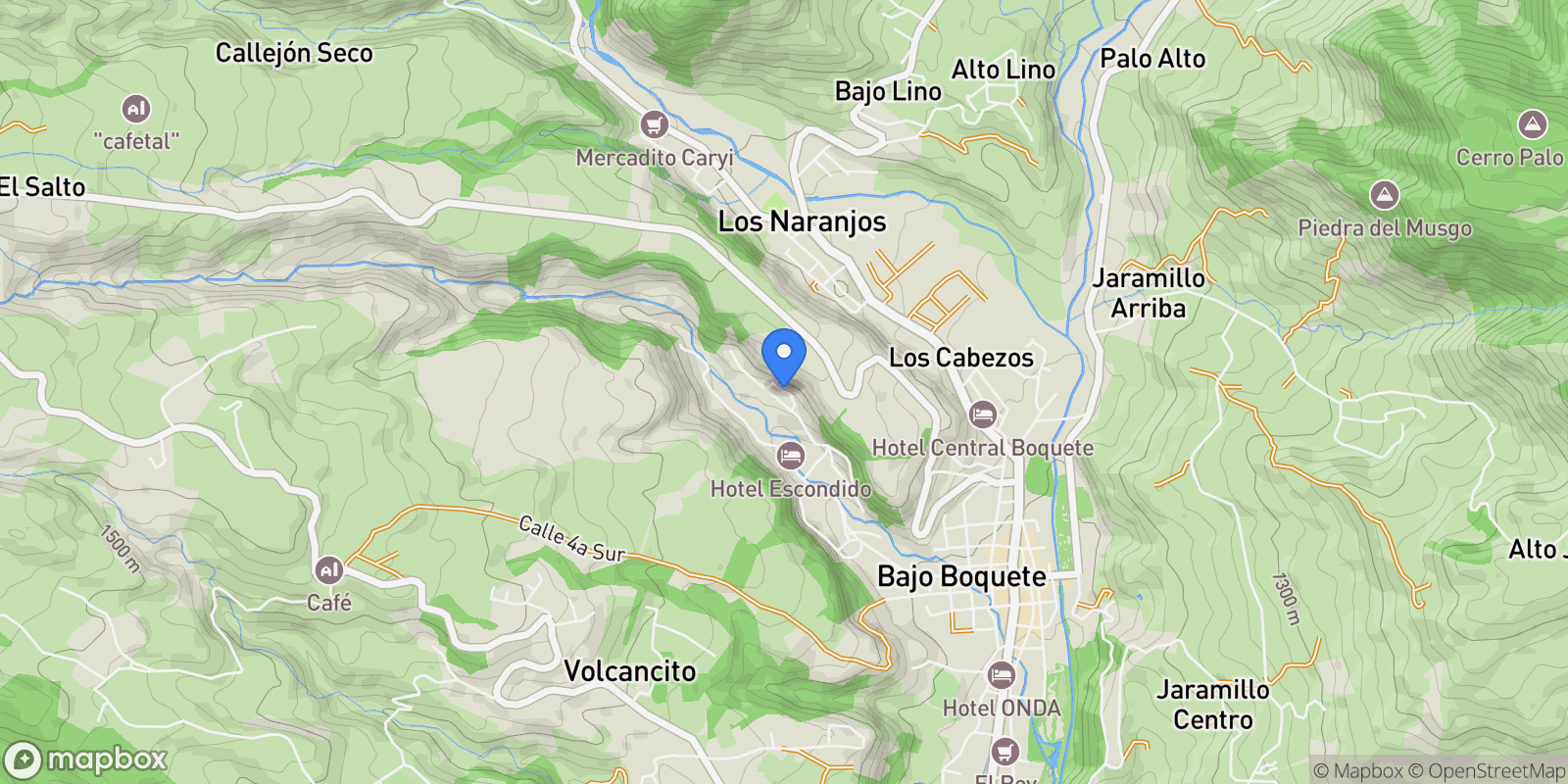 Map showing Boquete, Chiriquí Province, Panama.