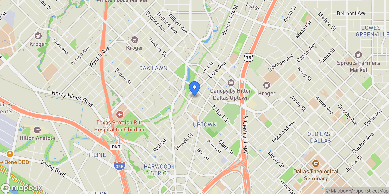 Map showing 3210 CARLISLE Street 36, Dallas, Texas, United States.