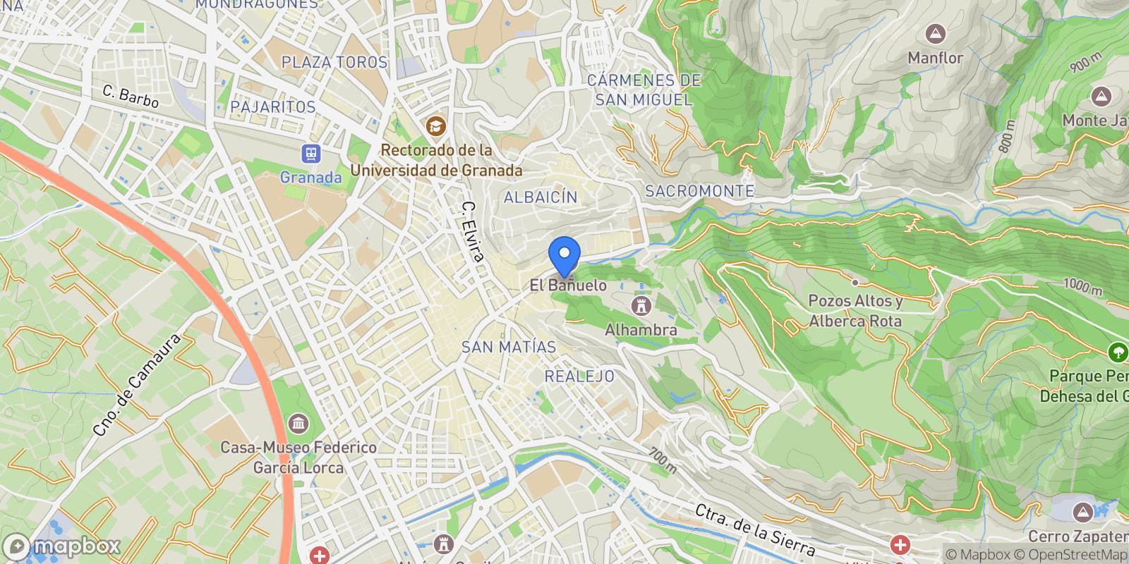 Map showing Albaycin, Granada, GRANADA, Granada, Centro, Granada, Spain.