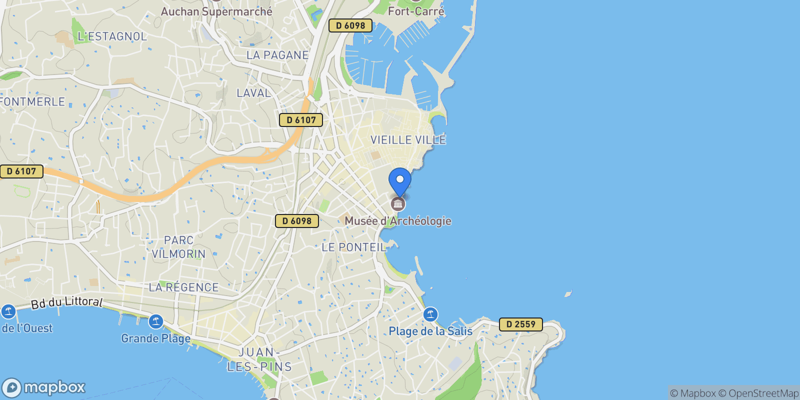 Map showing Antibes, Provence-Alpes-Côte d'Azur, France.