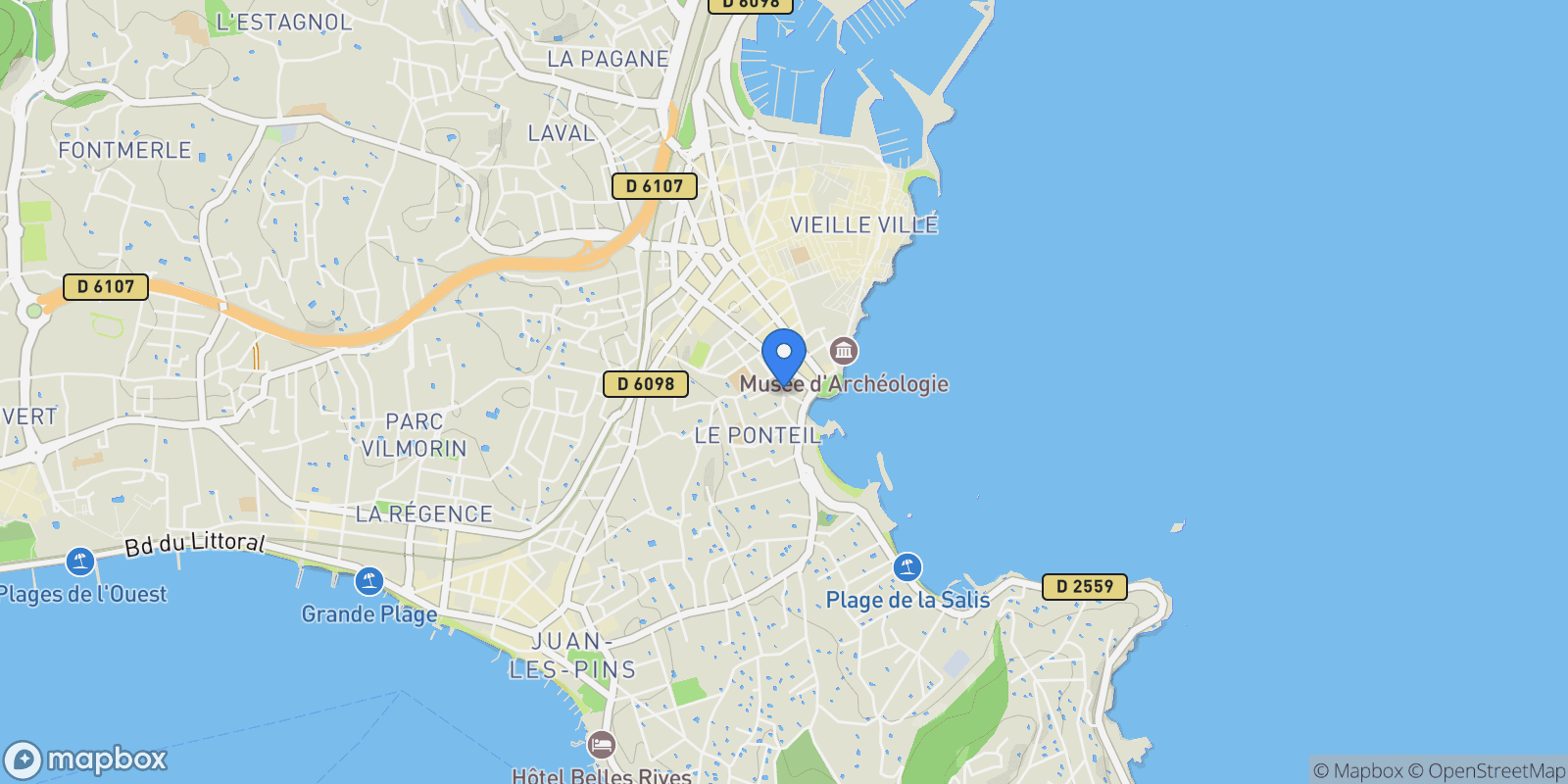 Map showing Antibes, Provence-Alpes-Côte d'Azur, France.