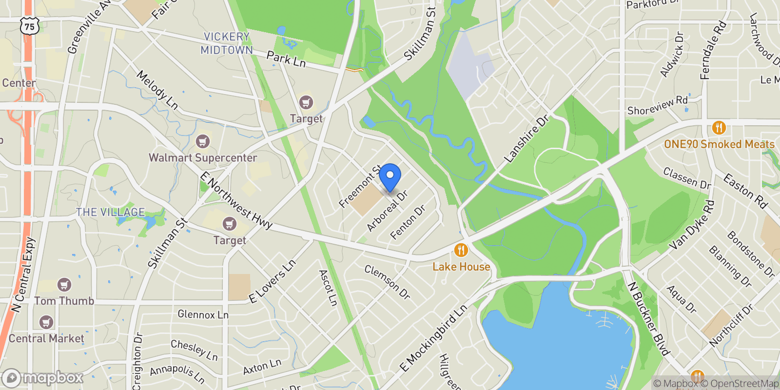 Map showing 7006 Town North Drive, Dallas, Texas, United States.