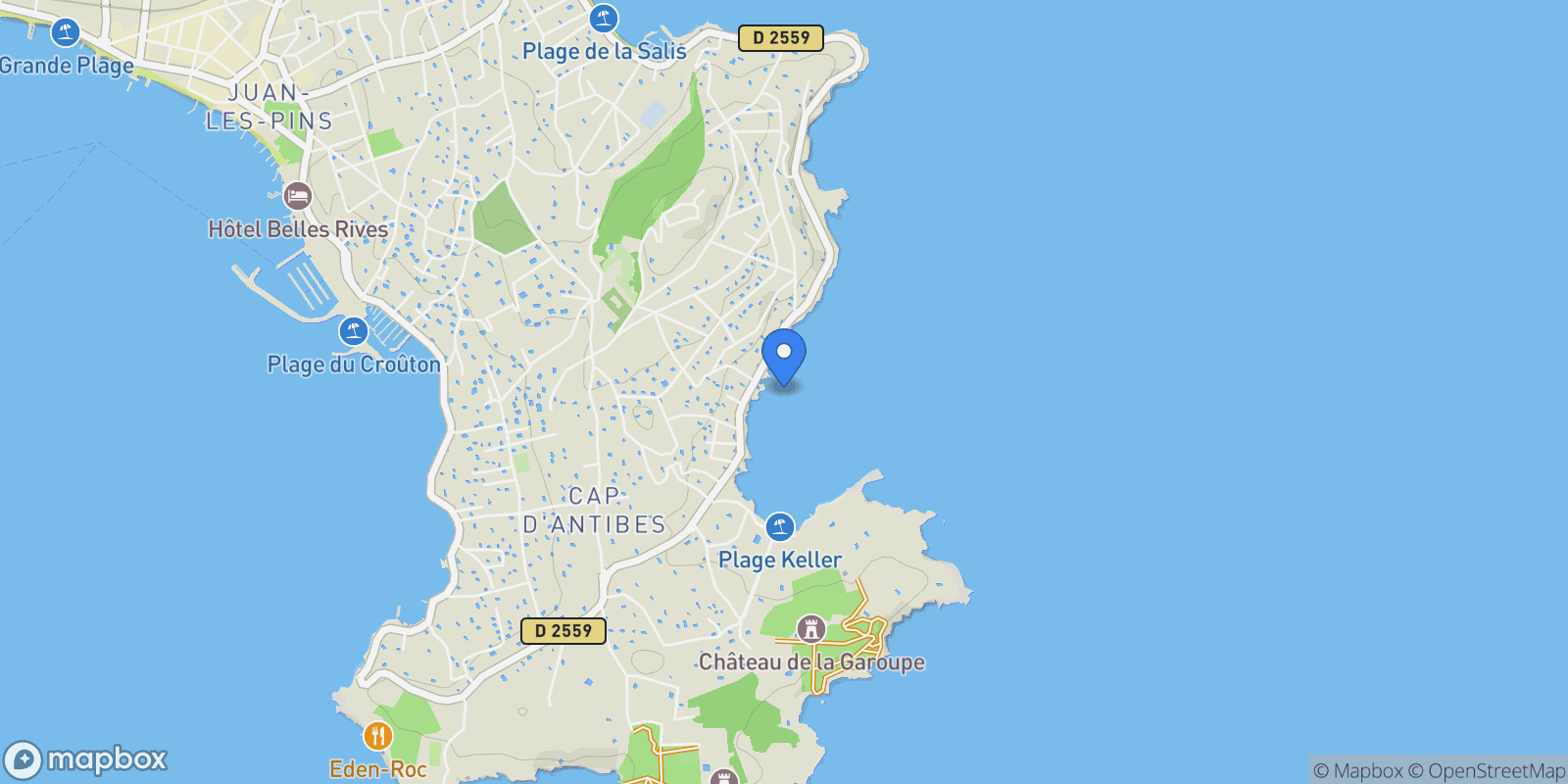 Map showing Antibes, Provence-Alpes-Côte d'Azur, France.