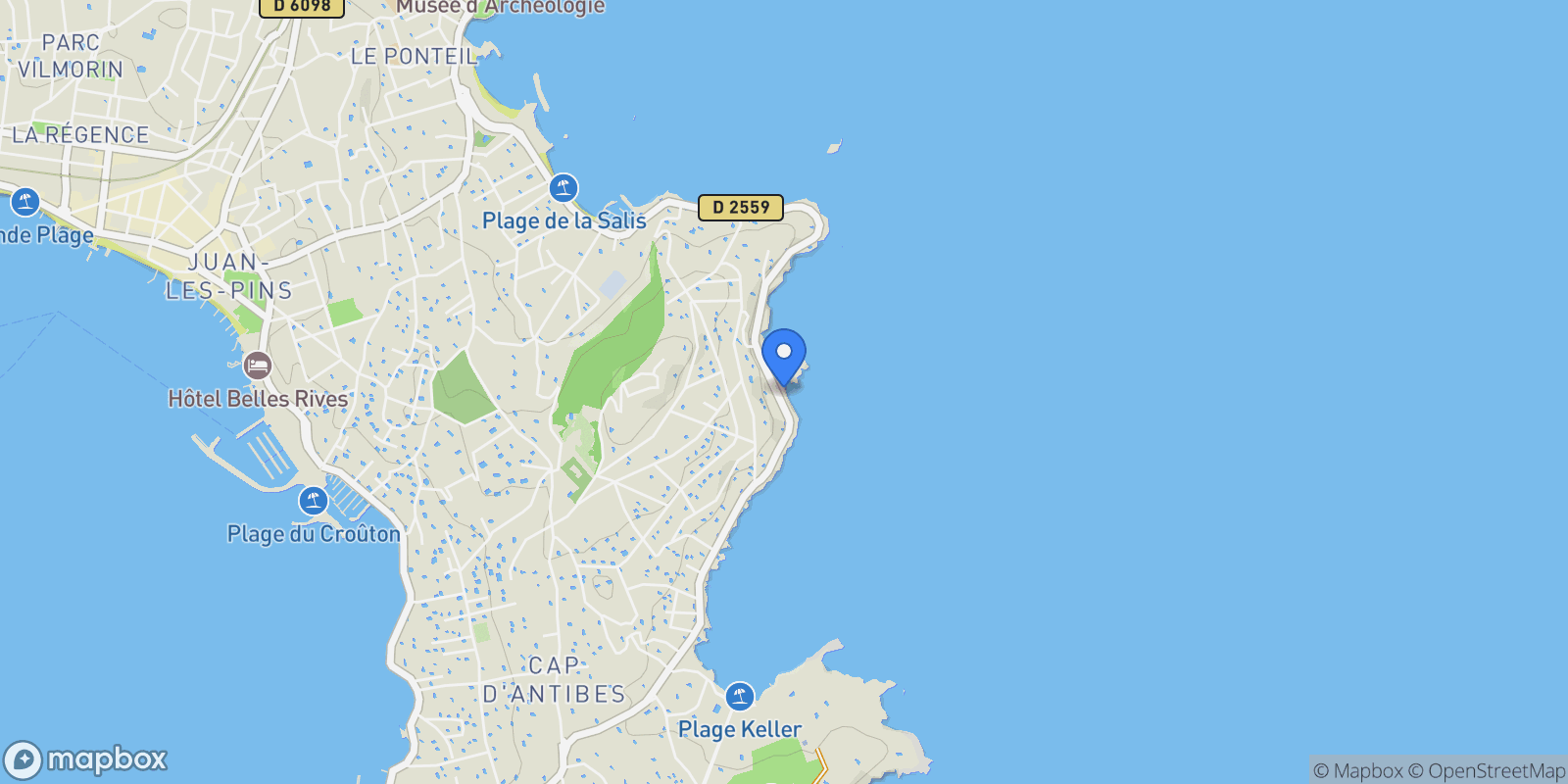 Map showing Antibes, Provence-Alpes-Côte d'Azur, France.