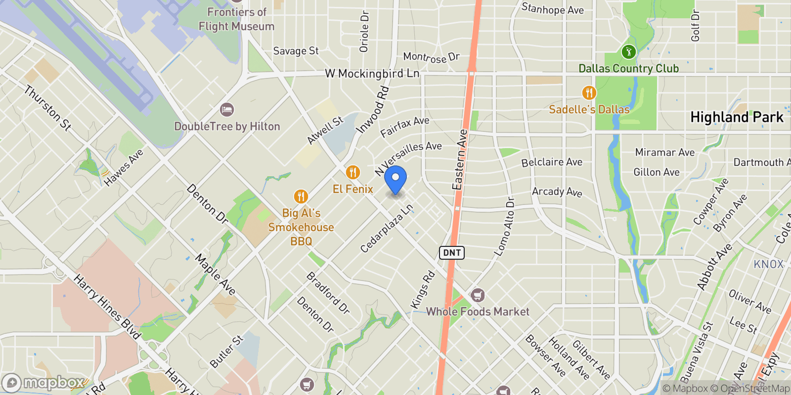 Map showing 5435 Ashby Grove Street, Dallas, Texas, United States.