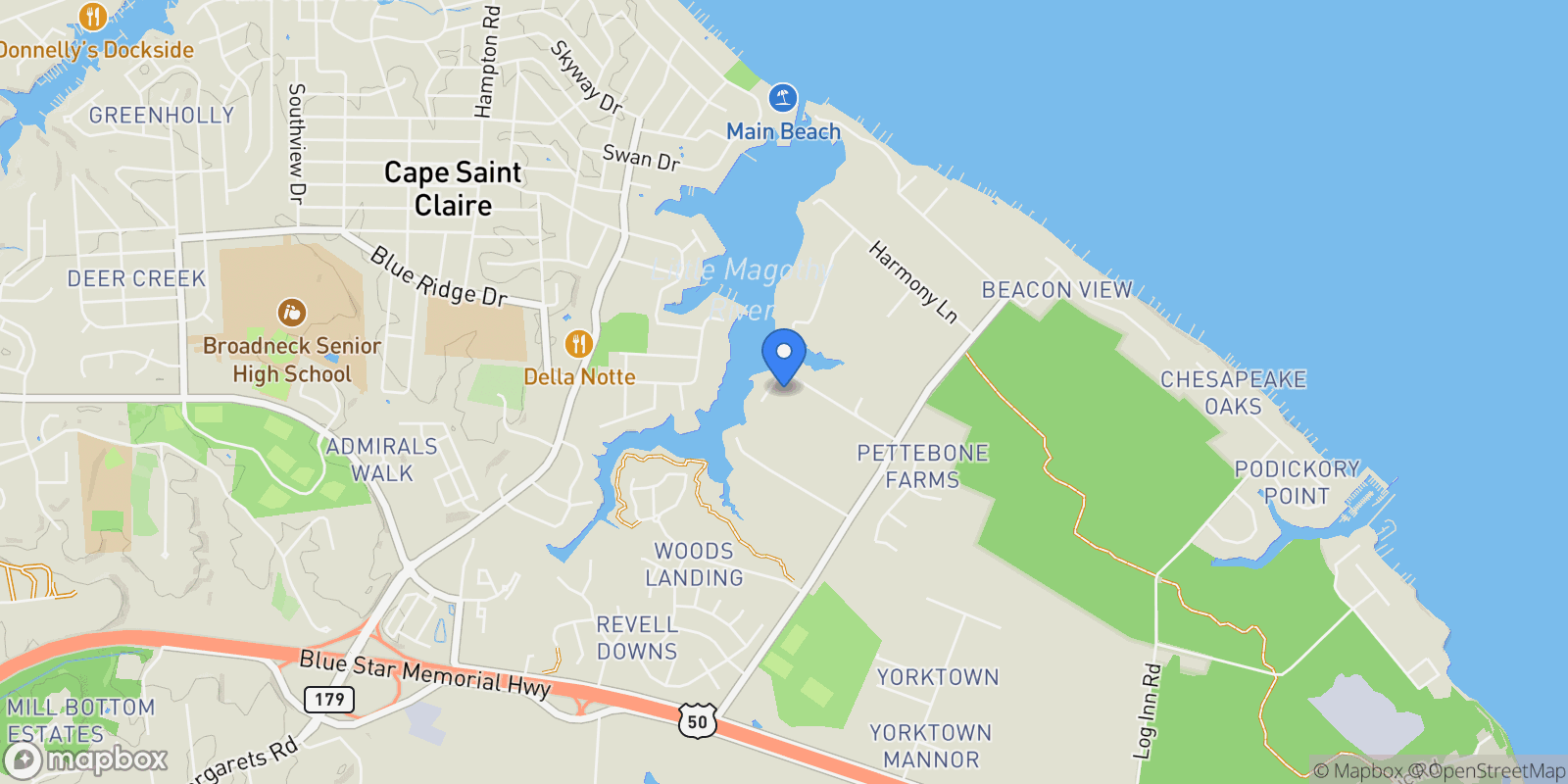 Map showing 1576 Bay Head Rd, ANNAPOLIS, MD 21409, Annapolis, Maryland, United States.
