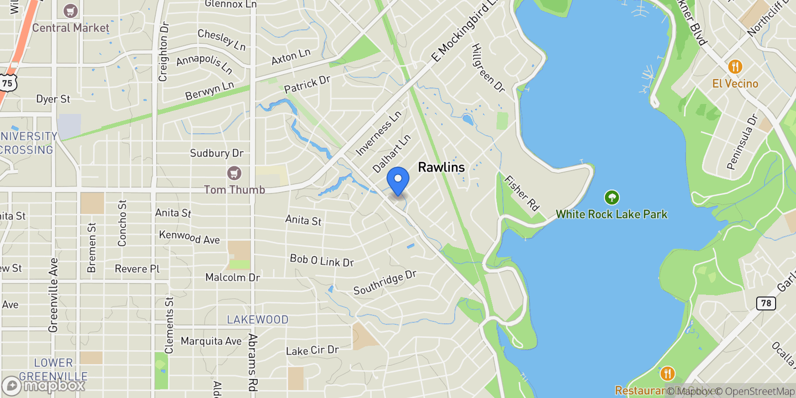 Map showing 6932 Chantilly Court, Dallas, Texas, United States.