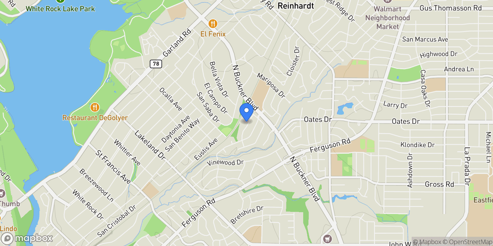 Map showing 9357 Creel Creek Drive, Dallas, Texas, United States.