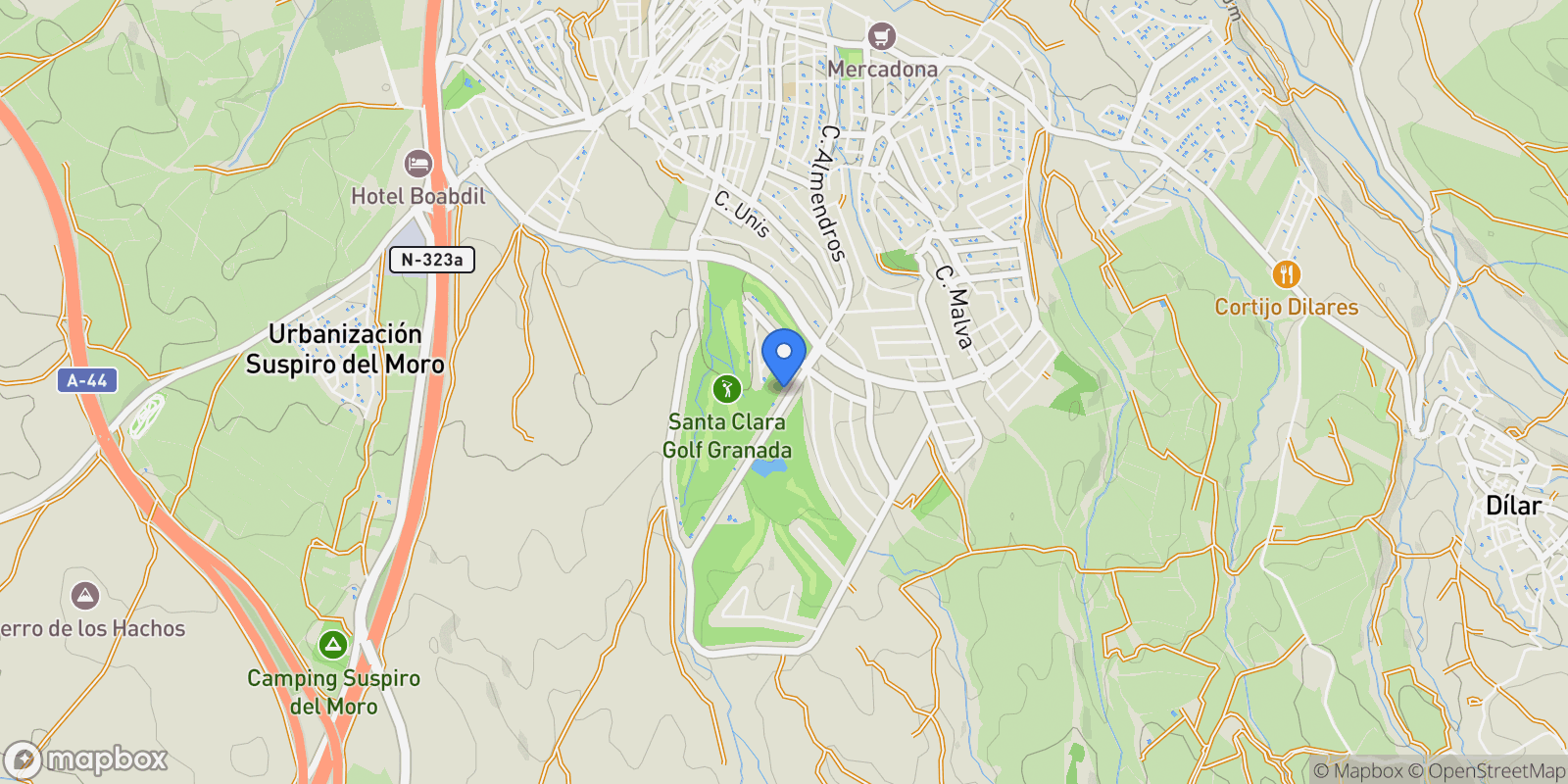 Map showing Campo de golf, Otura, GRANADA, Otura, Otura, Villa de Otura, Andalusia.