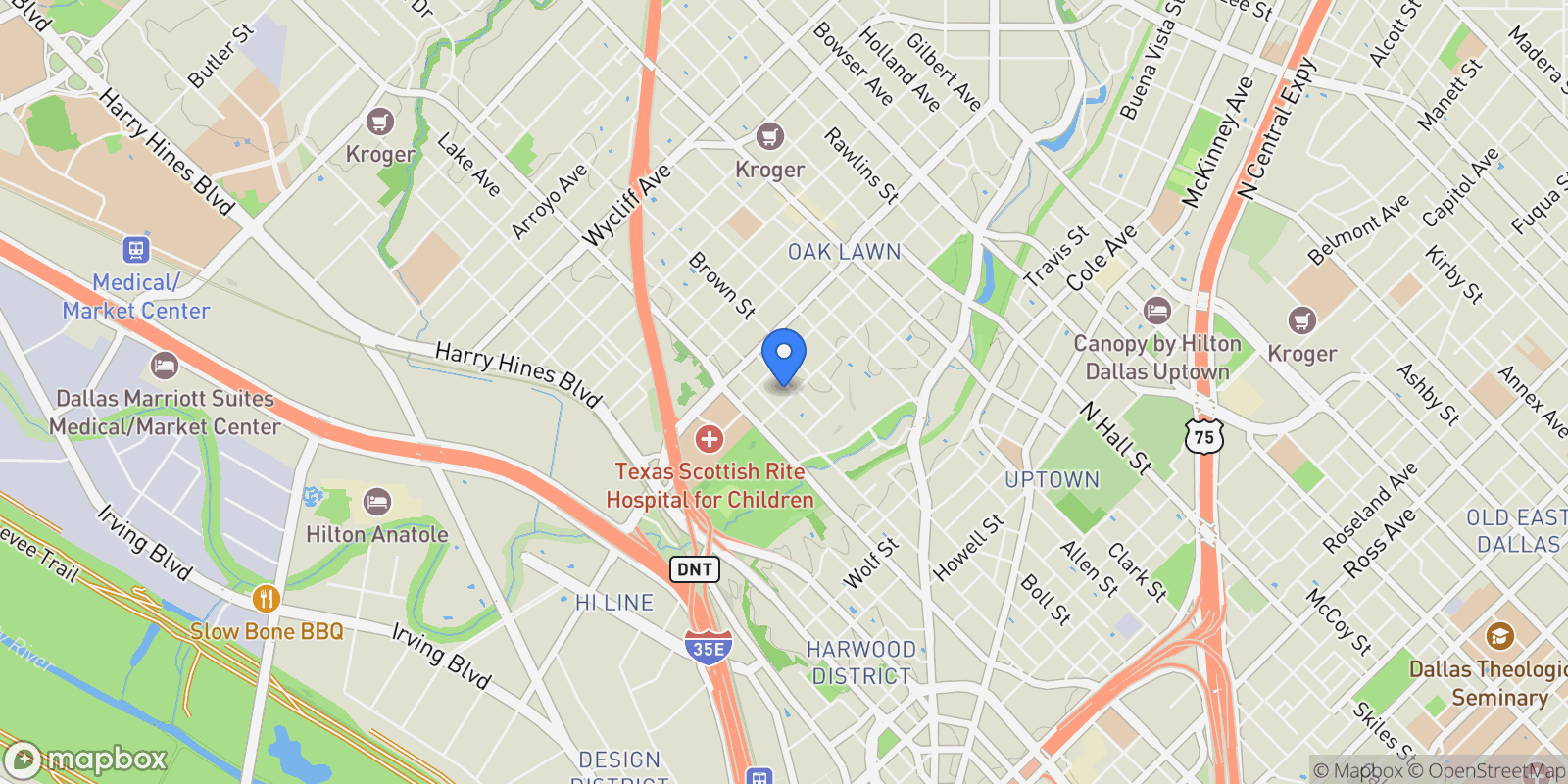 Map showing 3601 Routh Street 1B, Dallas, Texas, United States.