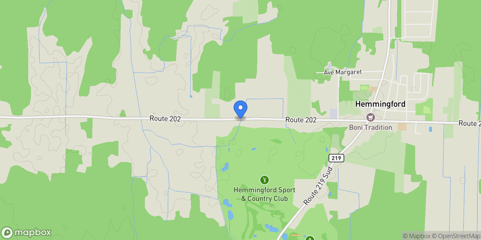 Map showing 392 Route 202 O., Hemmingford, Quebec, Canada.