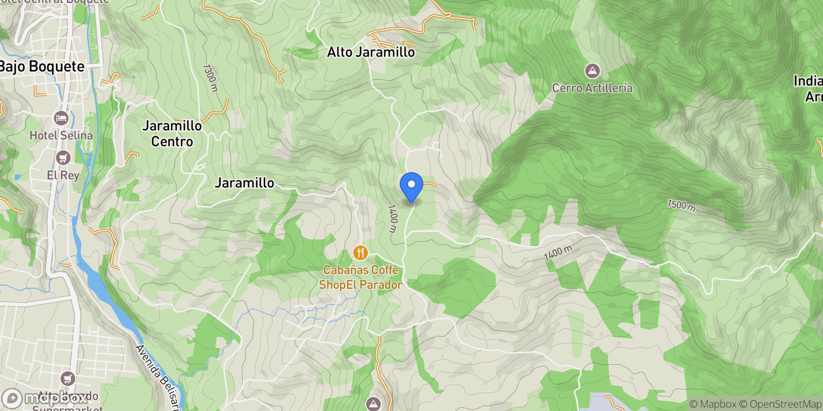 Map showing Jaramillo, Chiriquí, Chiriquí Province, Panama.