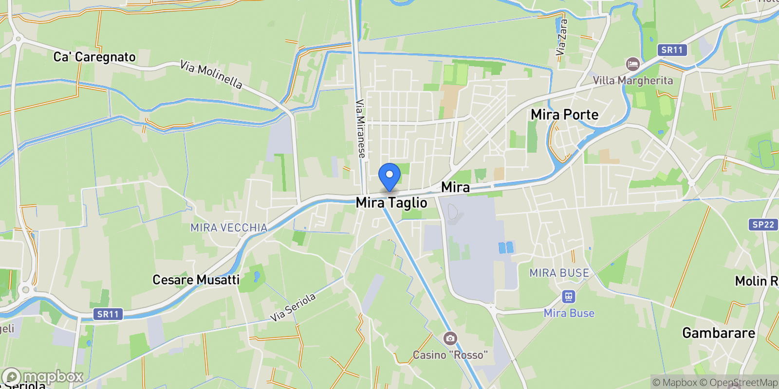 Map showing Mira, Venezia, Borbiago, Veneto, Italy.