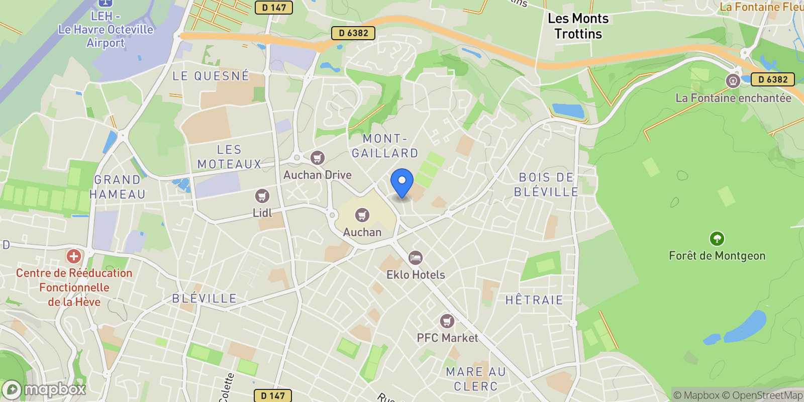 Map showing Le Havre, Le Havre, Le Havre, Normandy, France.