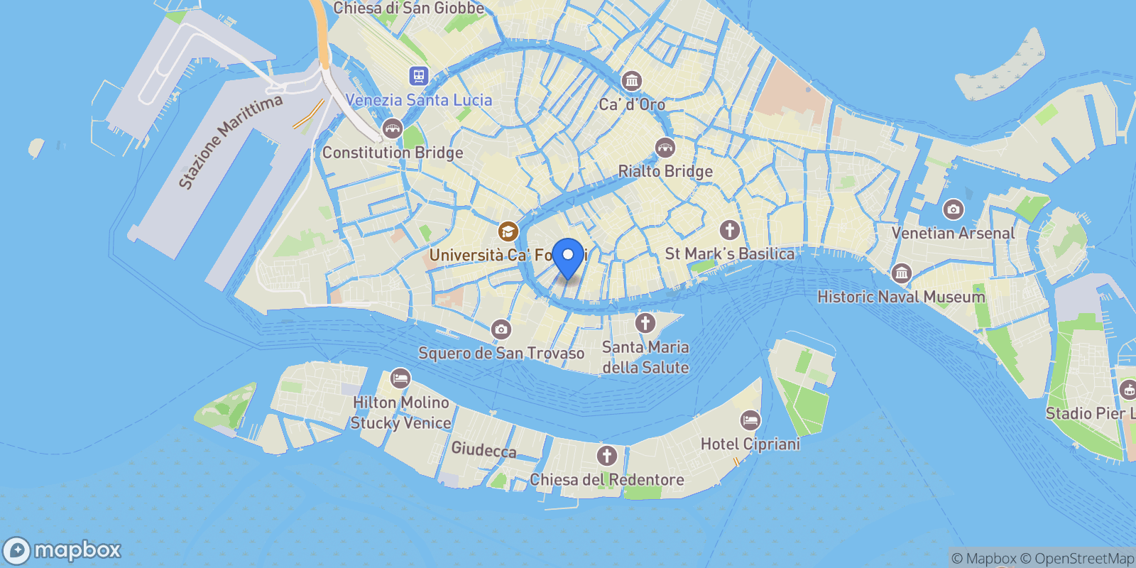 Map showing Fondamenta Barbaro, Venice, Veneto, Italy.